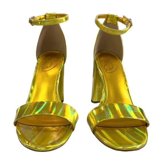 NWOT Sam Edelman Yaro Mimosa Gold Block Heel Ankle Strap Sandals Size 7.5M - Picture 7 of 16